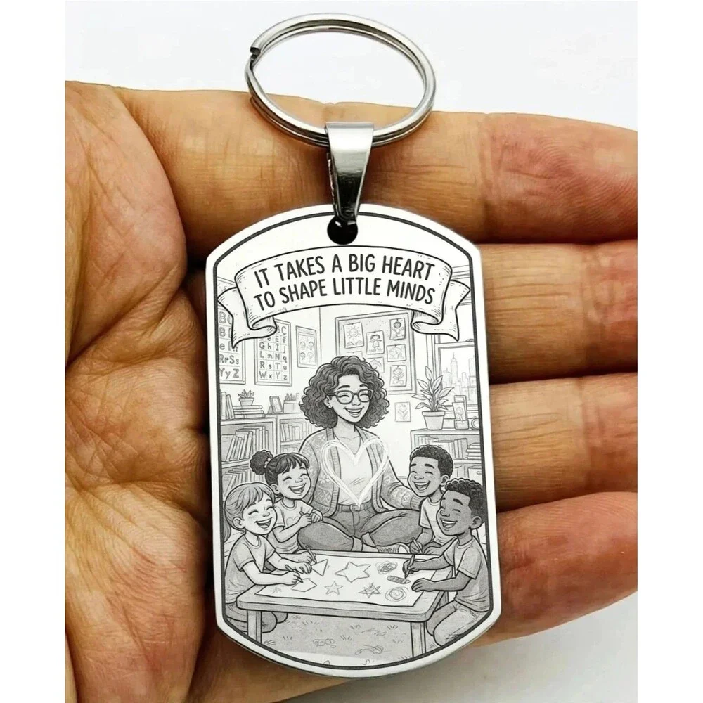 Teacher Student School Love Stainless Keychain Learn Work Kid Children Care